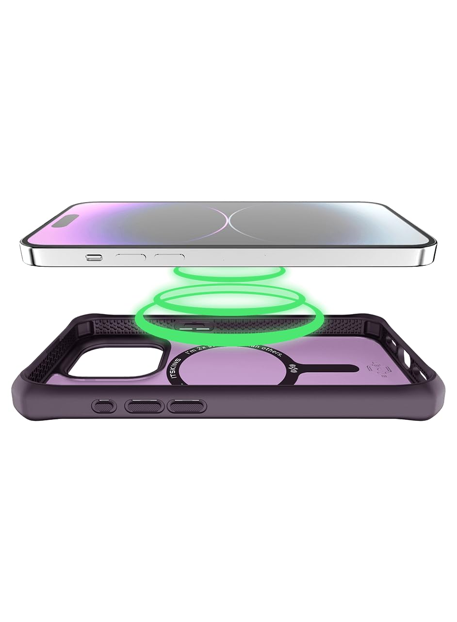 Itskins - Hybrid_r Frost Magsafe Case For Apple Iphone 15 Pro - Deep Purple