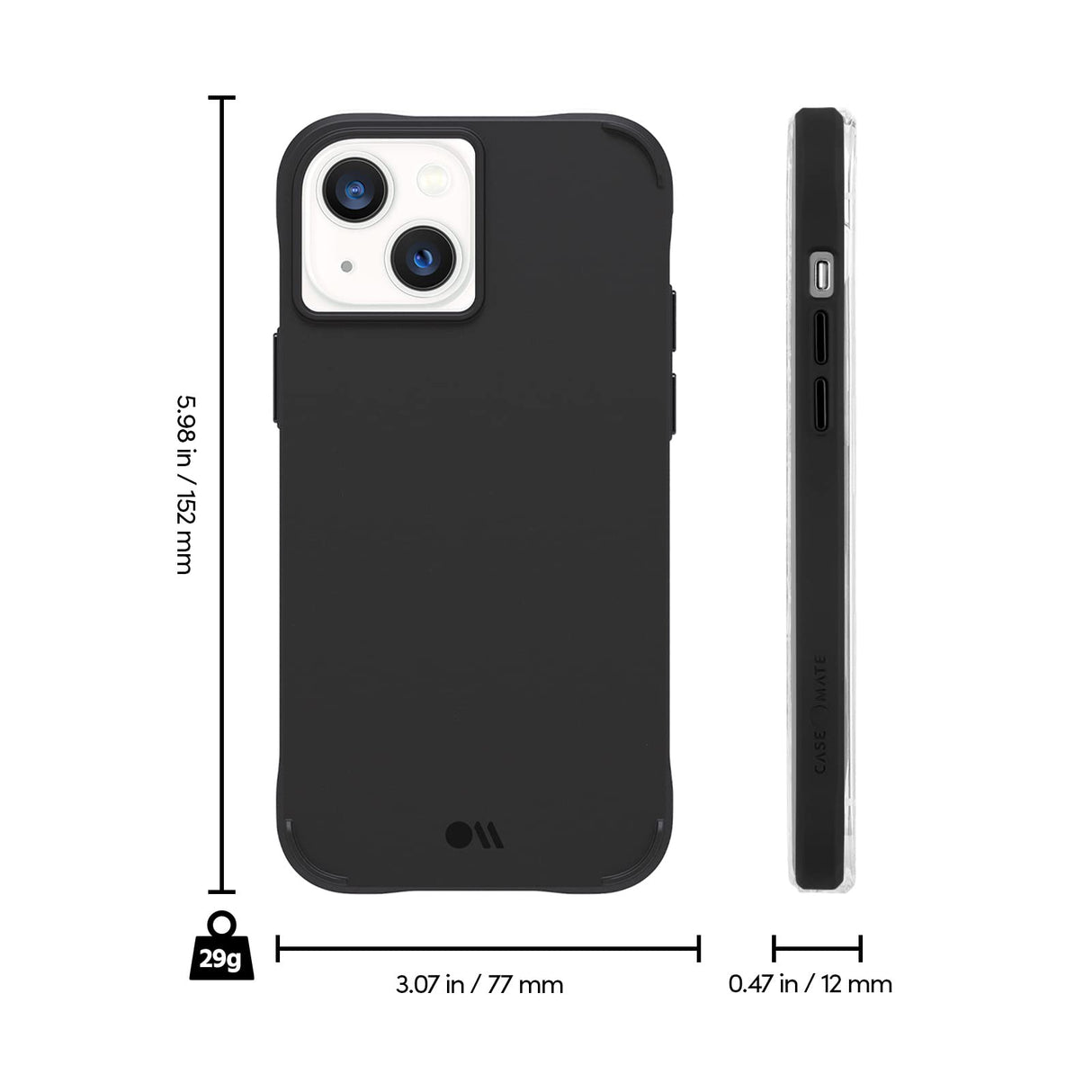 Case-Mate iPhone 13 Case - Black [10ft Drop Protection] [Wireless Charging Compatible] Tough Series Phone Case for iPhone 13 6.1" - Slim Fit, Anti-Scratch Technology, Shock Absorbing Materials