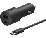 Motorola - Turbopower 45w Duo Car Charger With Usb C Cable - Black