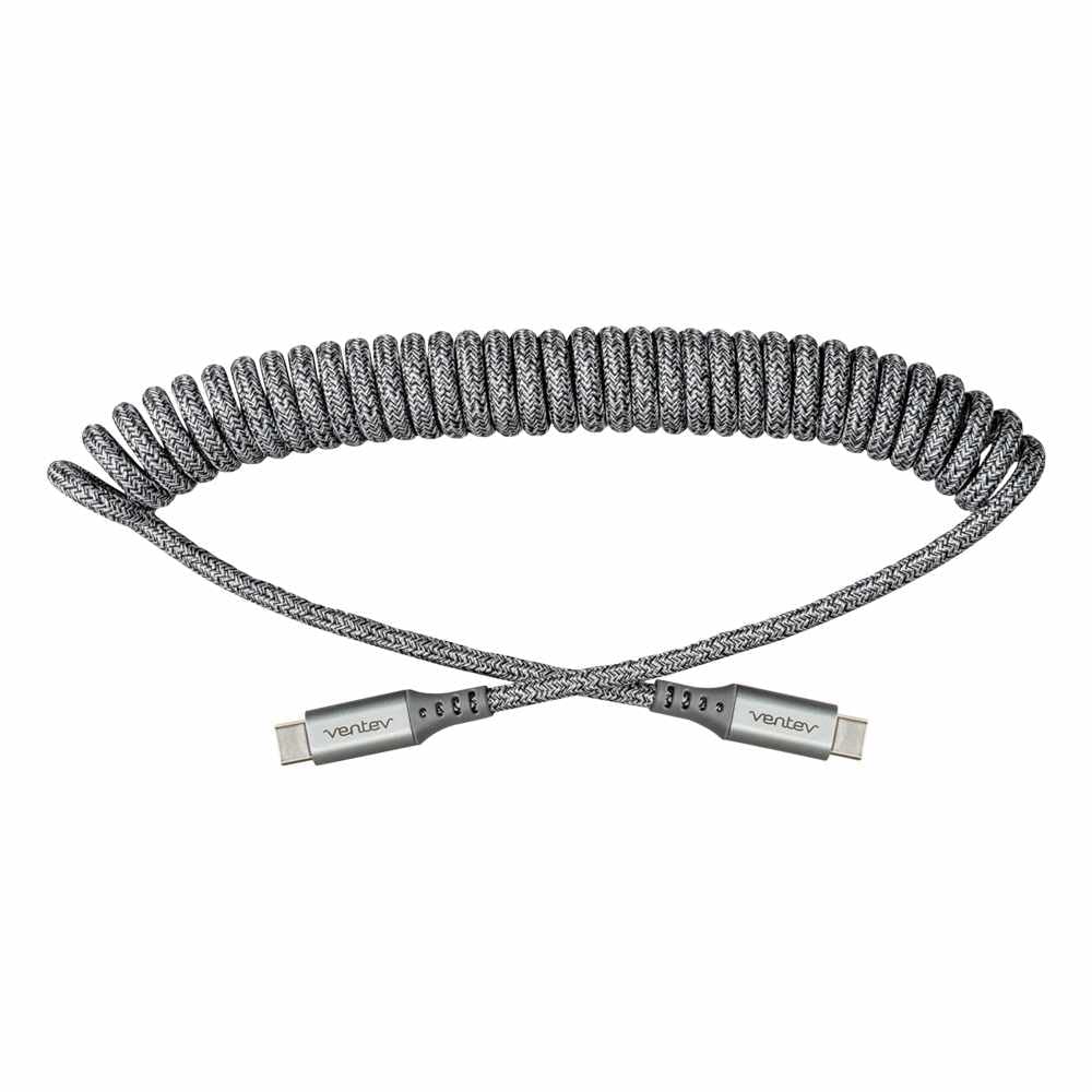 Ventev - Chargesync Helix Coiled Usb C To Usb Type C Cable 3ft - Gray