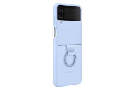 Samsung - Silicone Case With Ring For Samsung Galaxy Z Flip4 - Artic Blue