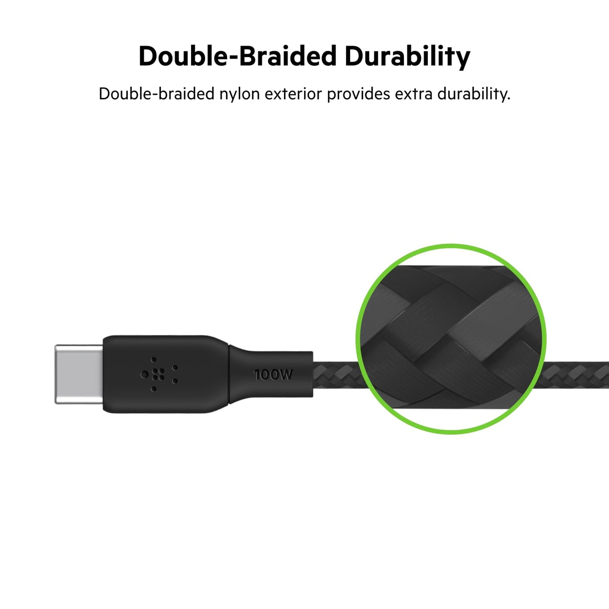 Belkin - Braided 100w Usb C 2.0 To Usb C 2.0 Cable 2m - Black