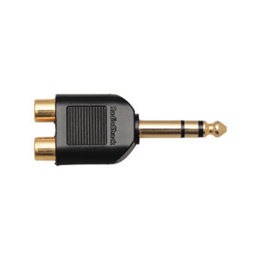 GOLD-PLATED Y-ADAPTER STEREO PHONE JACK-TO-PHONO PLUGS