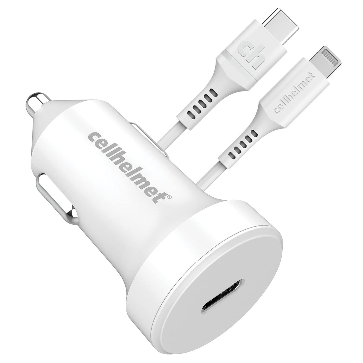 Cellhelmet - Pd Usb C Car Charger 20w And Usb C To Apple Lightning Cable 3ft - White