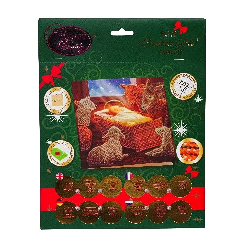 Crystal Art Card Kit - Baby in a Manger- Create Your Own 7"x7" Card Kit - for Ages 8 and up