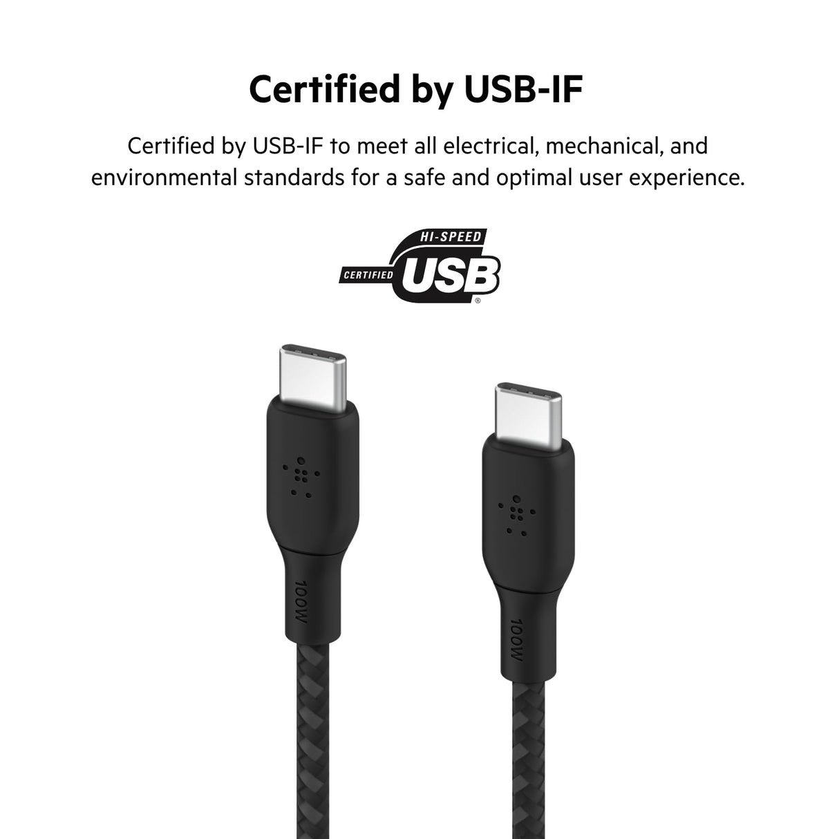 Belkin - Braided 100w Usb C 2.0 To Usb C 2.0 Cable 2m - Black