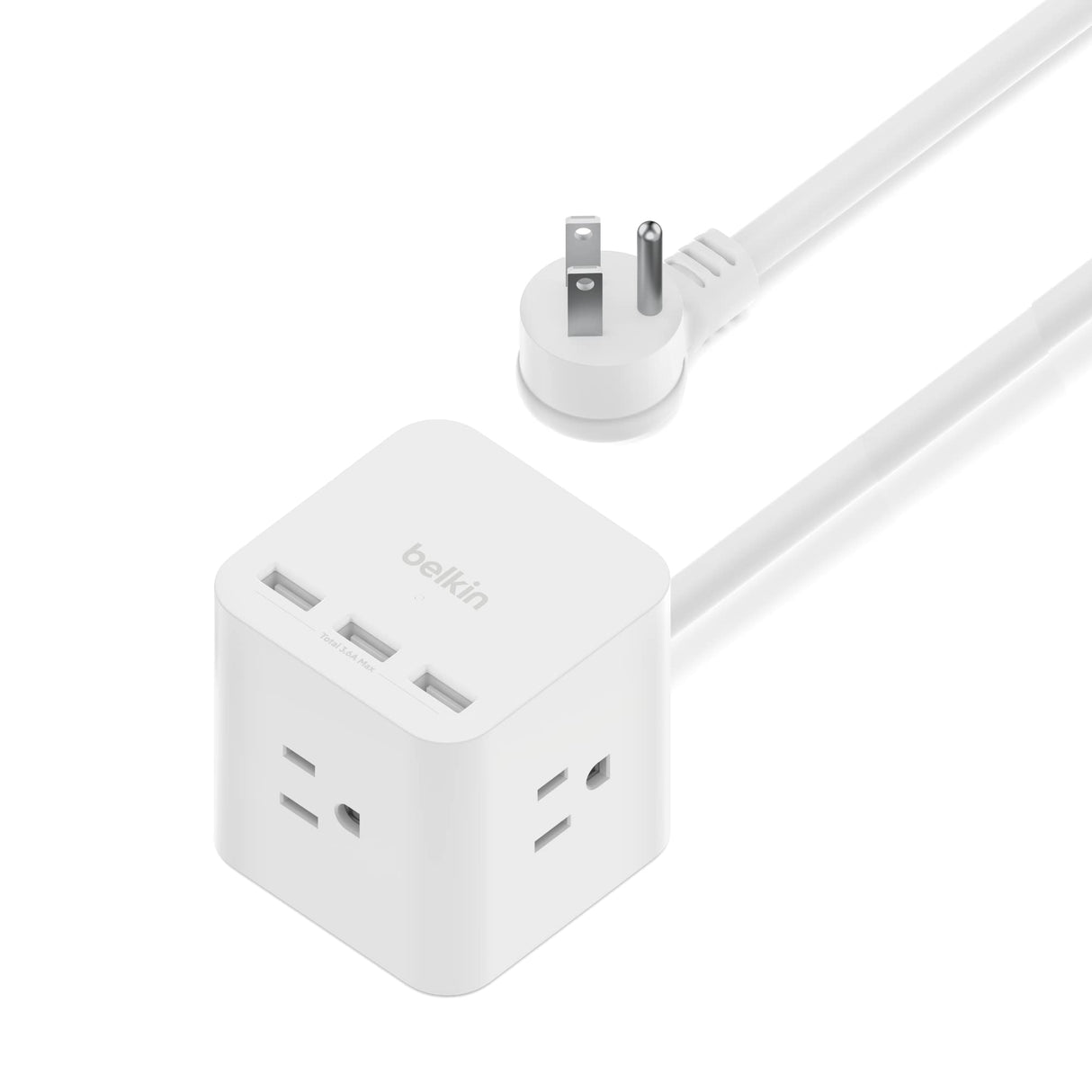 Belkin - 3 Outlet Power Cube With 5ft Cord And Usb A Ports - White