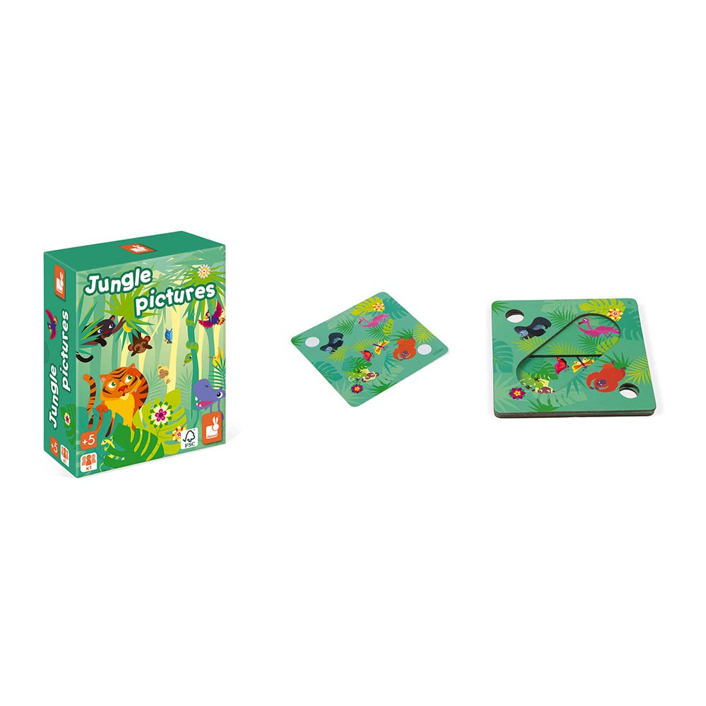 Janod Jungle Picture Brain Teaser 60 Puzzles 3 Difficulty Levels - Ages 5+ - J02642