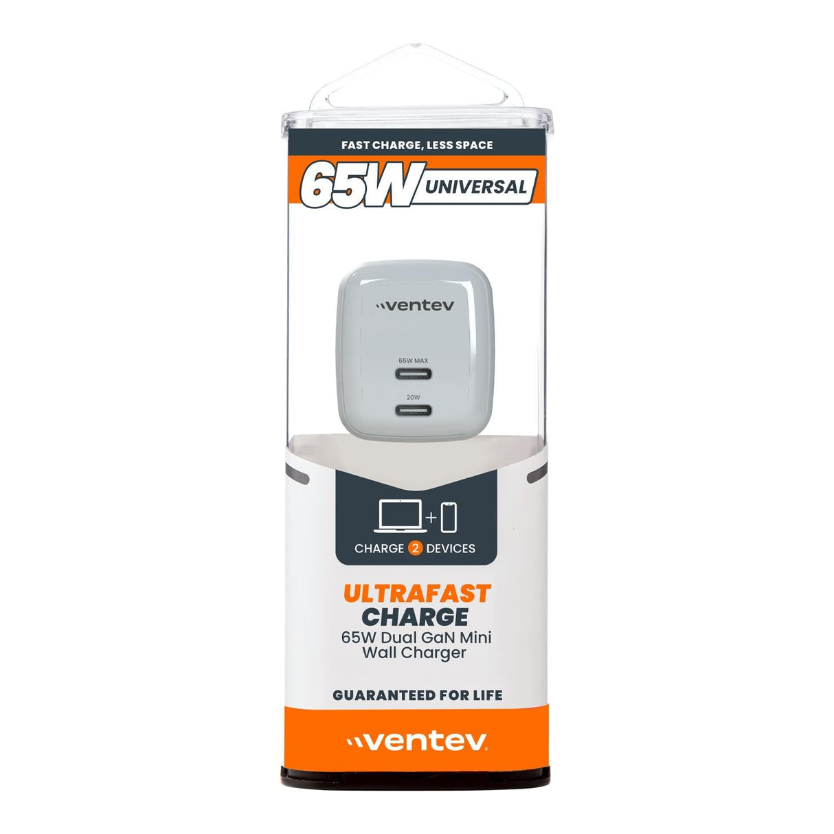 Ventev - 65w Dual Usb C Gan Mini Wall Charger - White