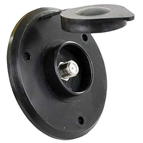 Thetford|B&B Molders RV Replacement Parts and Accessories Camper Coaxial Antenna/Cable TV Plate Large Jack Cover Polar Black PN 94321