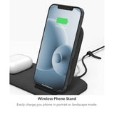 Mophie - Wireless Charging Stand Plus Pad 15w - Black