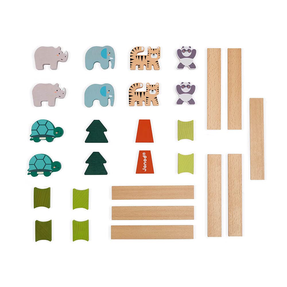 Janod World Wildlife Federation – 28 Piece Wooden Animal Stacking Game - Ages 2+