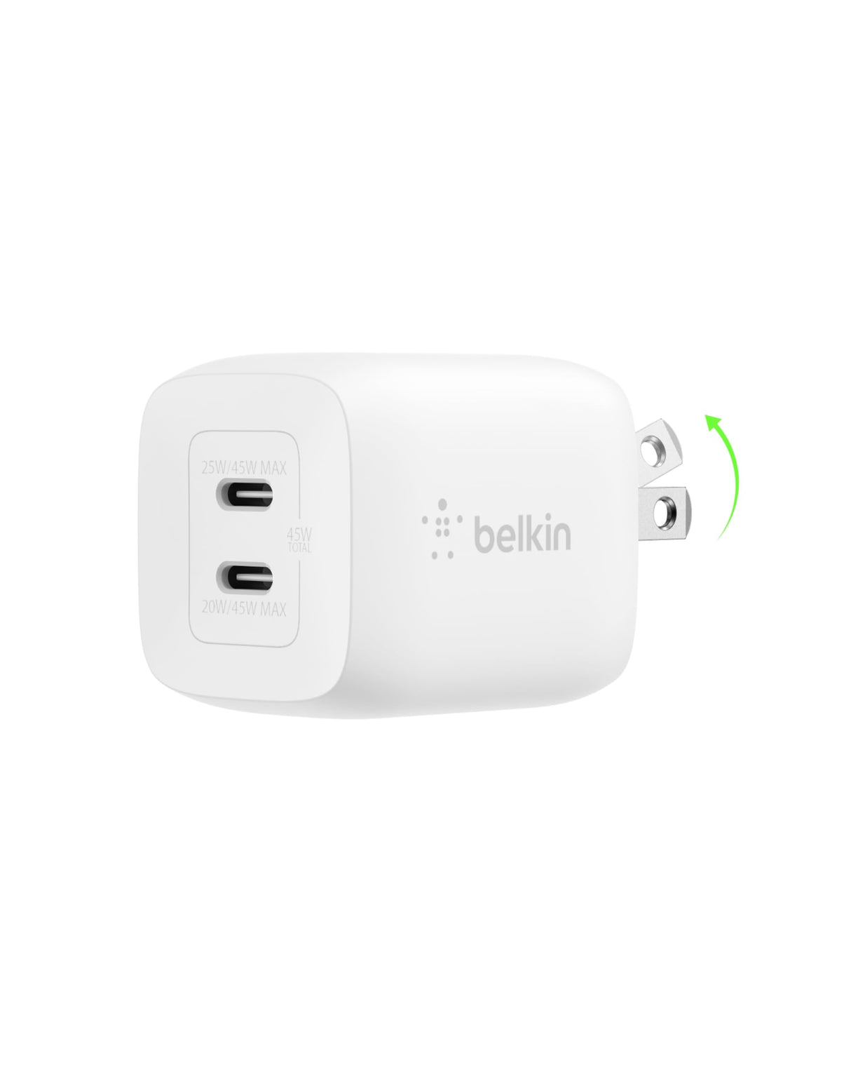 Belkin - Dual Port Usb C Pd Wall Charger With Pps 45w - White