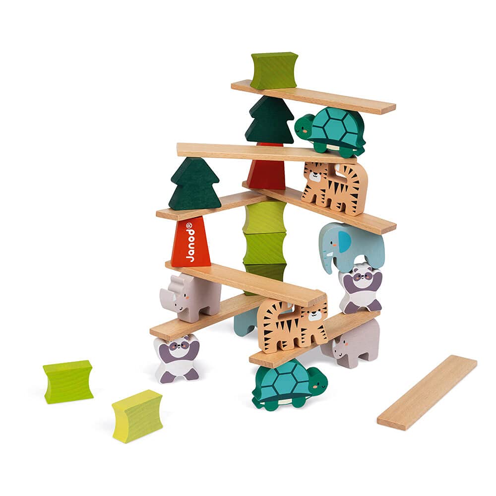 Janod World Wildlife Federation – 28 Piece Wooden Animal Stacking Game - Ages 2+