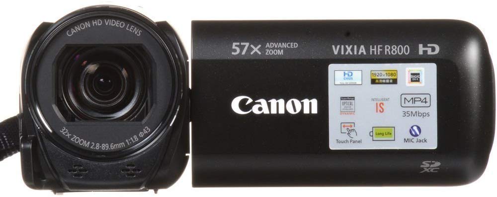 Used Canon VIXIA HF R800 Portable Video Camera Camcorder with Audio Input(Microphone), 3.0-Inch Touch Panel LCD, Digic DV 4 Image Processor, 57x Advanced Zoom, and Full HD CMOS Sensor, Black