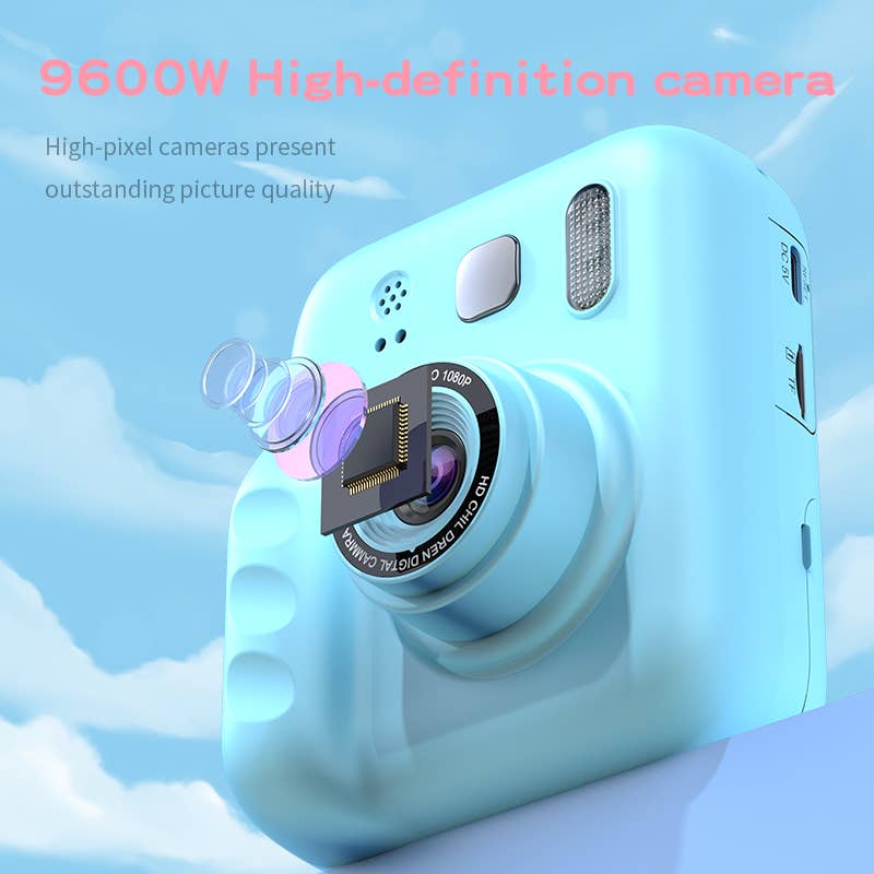 Funky Rico Inc - Instant Print Digital Camera for Kids, Ink Free Thermal Blue
