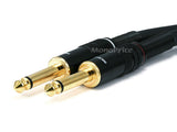 Close-up of gold-plated 1/4in TS plug on Monoprice Premier Series cable