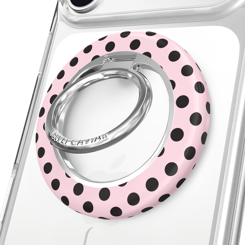 VELVET CAVIAR - Magnetic Phone Ring & Stand - Pink Polka Dot Princess