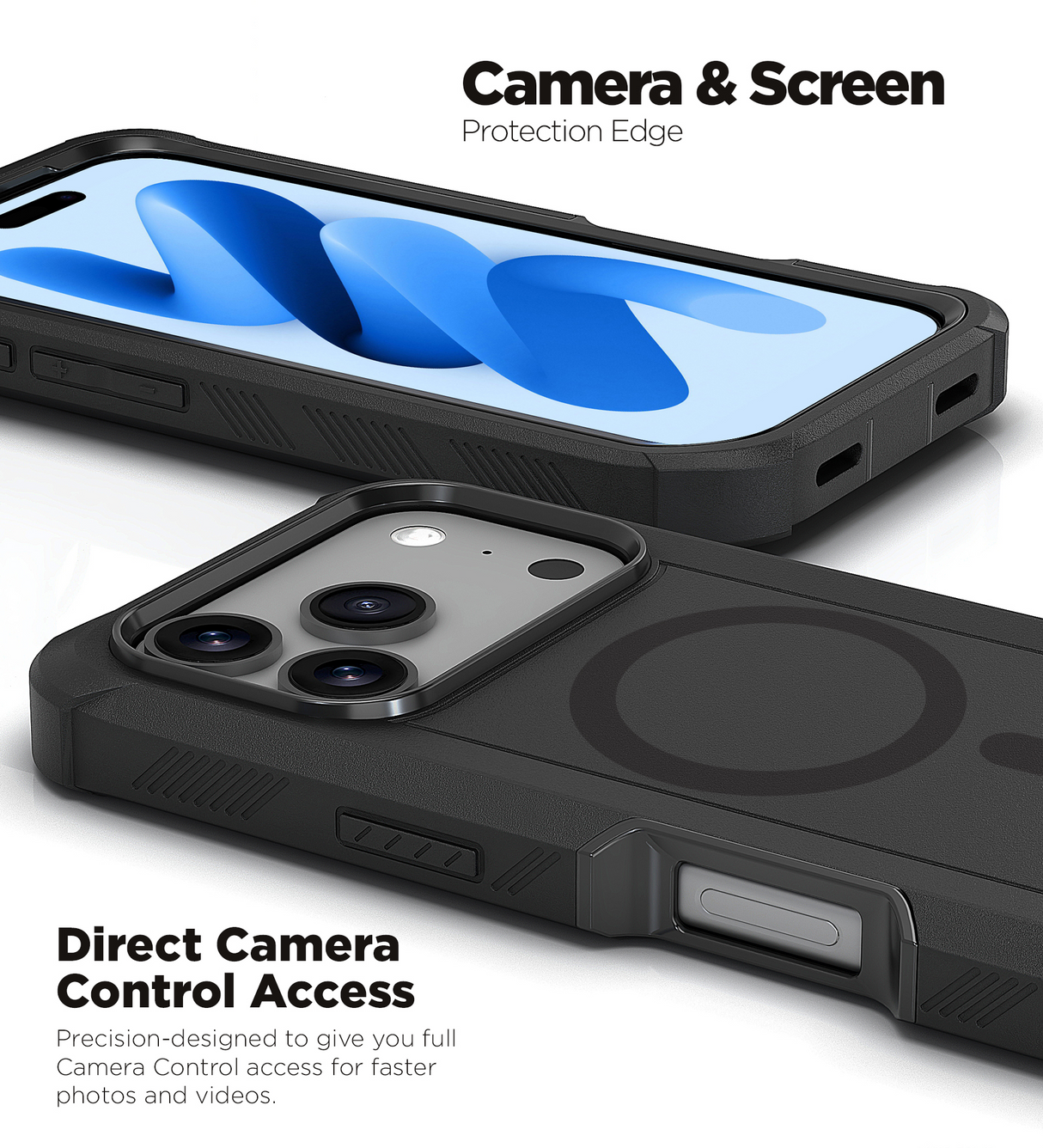 xBase iPhone 17 Pro Max - Boulder MagSafe Heavy-Duty Co-Molded Rugged Protective Case - Black