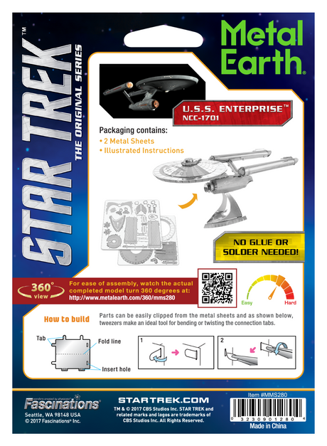 Metal Earth Star Trek USS Enterprise NCC-1701 3D Metal Model Kit Fascinations