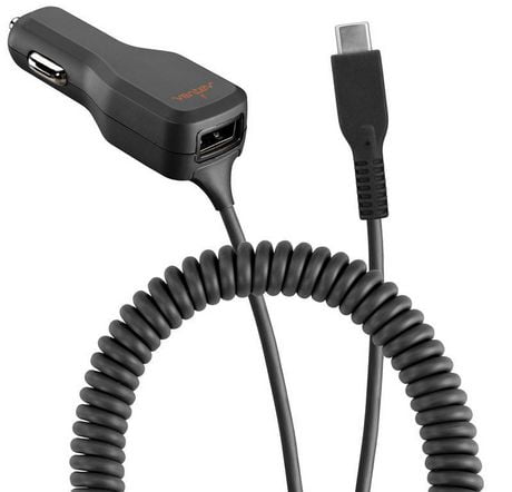 Ventev - 20w Dashport R2400c Dual Car Charger With Usb A And Connected Usb C Cable - Gray