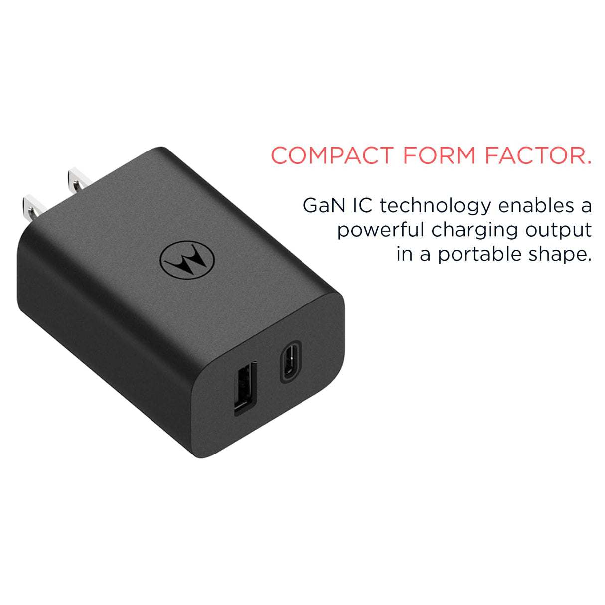 Motorola - Turbopower 50w Dual Port Charger With Usb C Cable - Black