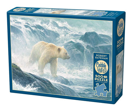 Cobble Hill 500 Piece Puzzle - Salmon Watch - Spirit Bear - Sample Poster Included - image 3