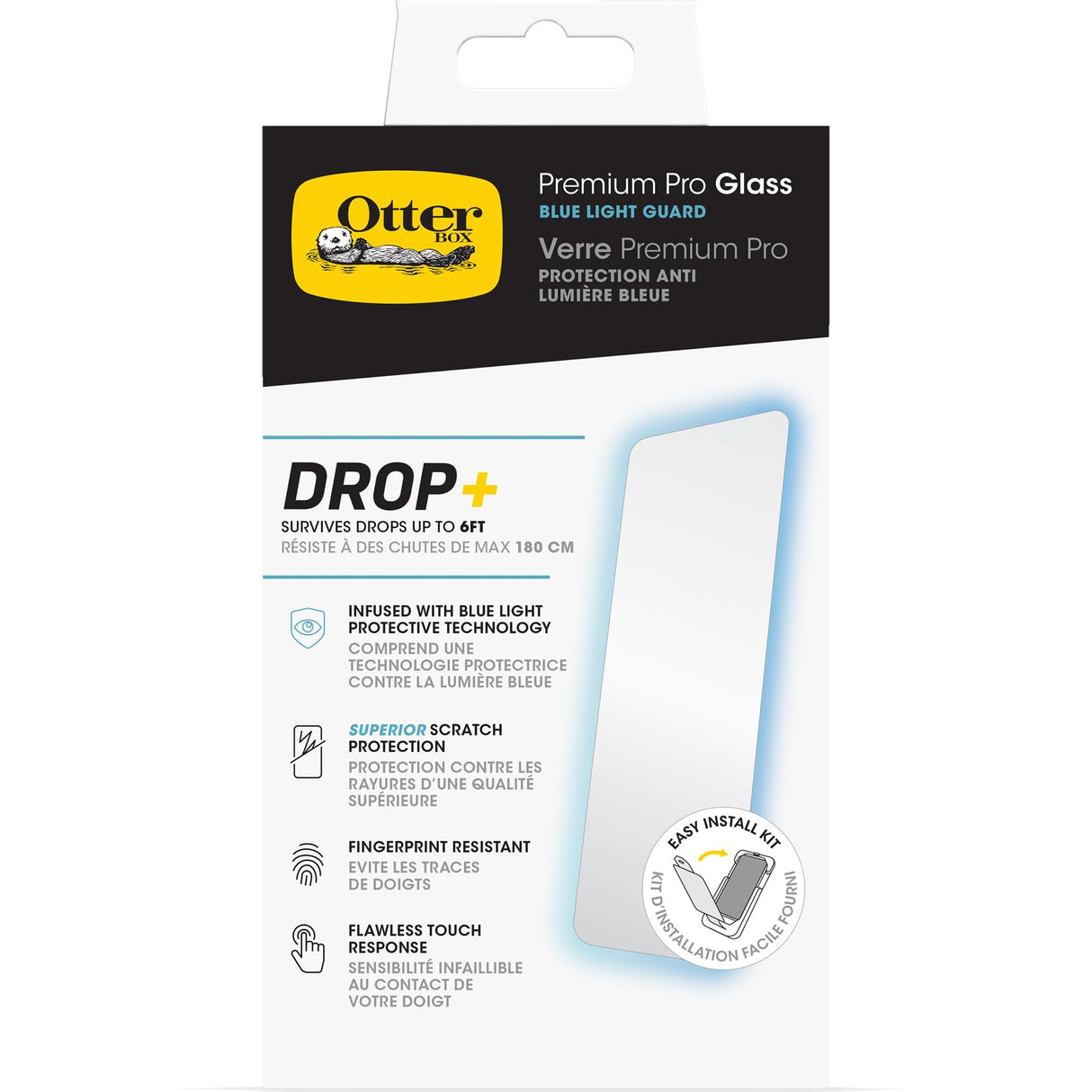 Otterbox - Premium Pro Glass Antimicrobial Blue Light Screen Protector For Apple Iphone 15 Pro  - Clear