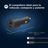 Motorola - Turbopower 45w Duo Car Charger With Usb C Cable - Black