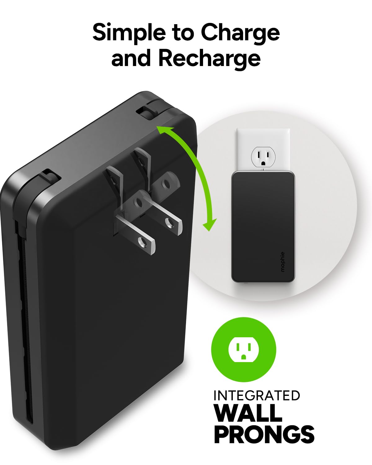 Mophie - Powerstation Plus 2024 Ac Power Bank 10,000 Mah - Black