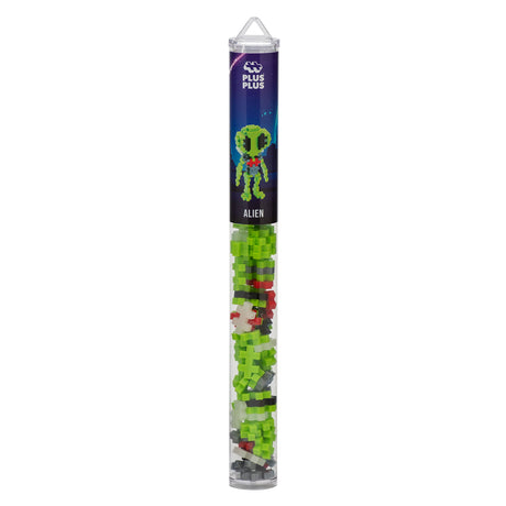 Plus Plus 3D Puzzle Cryptid Construction Building Block Set, Fun Fantasy Figures Stem Toys for Kids, 70 Interlocking Pieces - Alien Mini Maker Tube