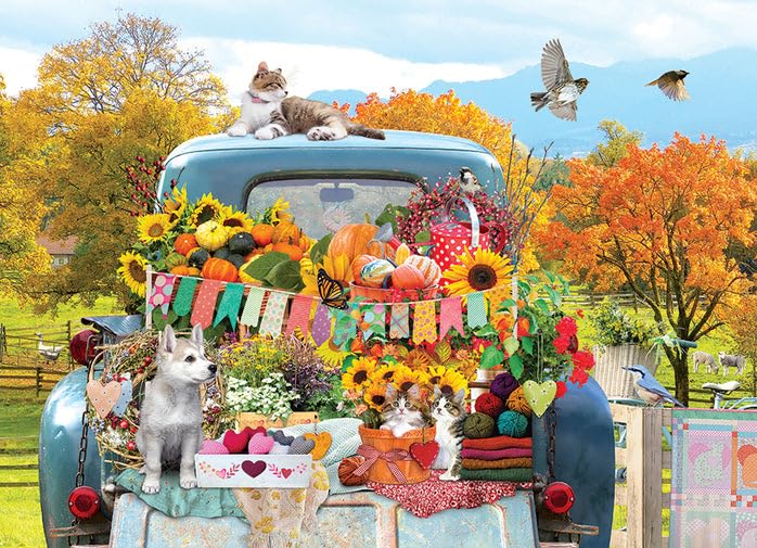 Cobble Hill 500 Piece Puzzle - Country Truck in Autumn - Sample Poster Included