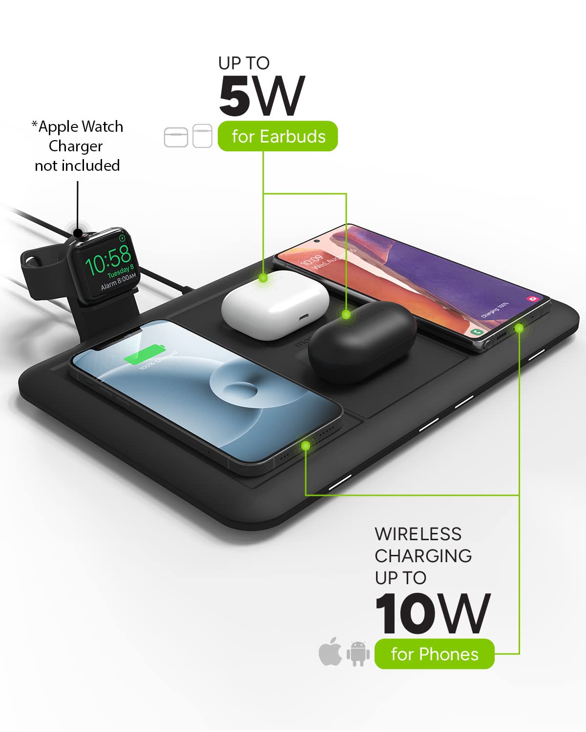 Mophie - 4 In 1 Wireless Charging Pad 10w - Black