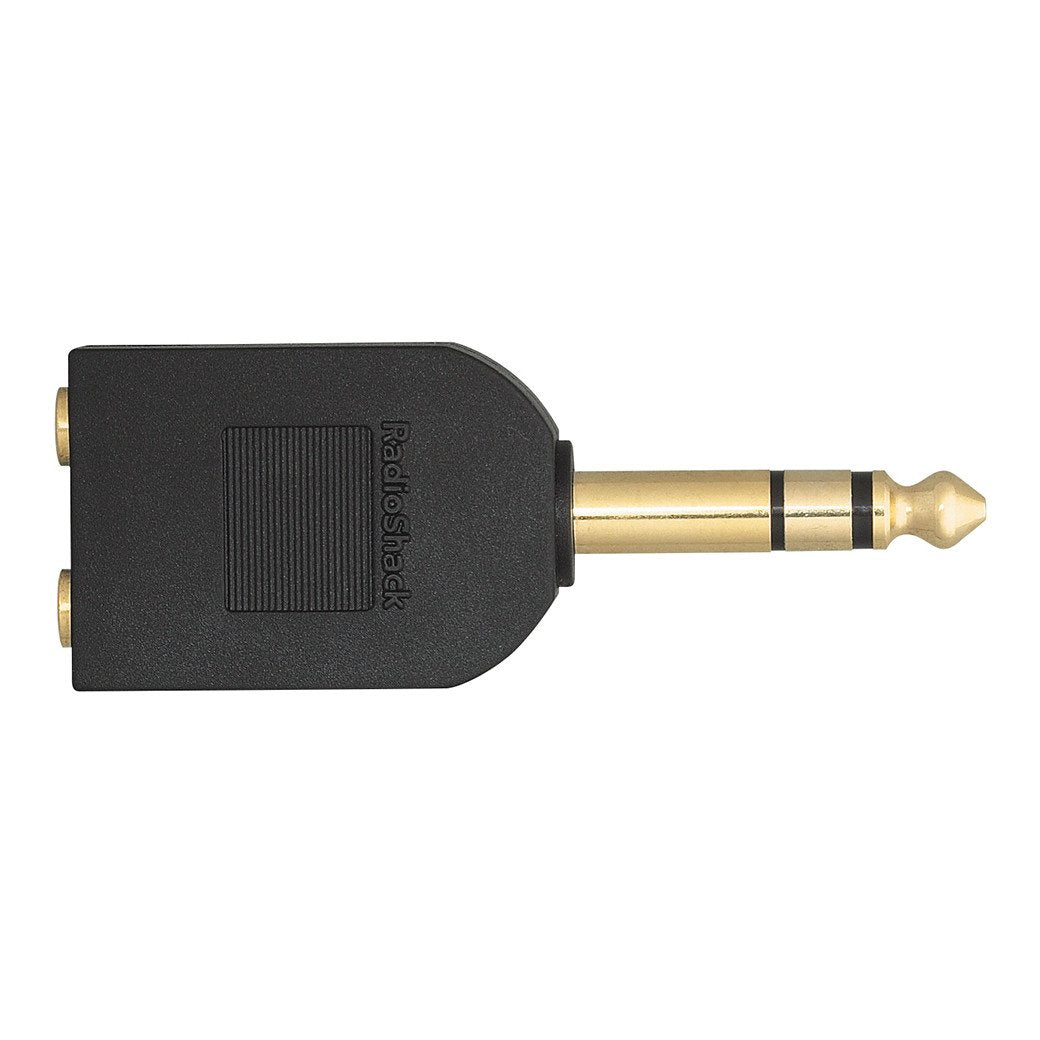 GOLD-PLATED Y-ADAPTER 1/8-INCH-PLUGS-TO-1/4-INCH JACK