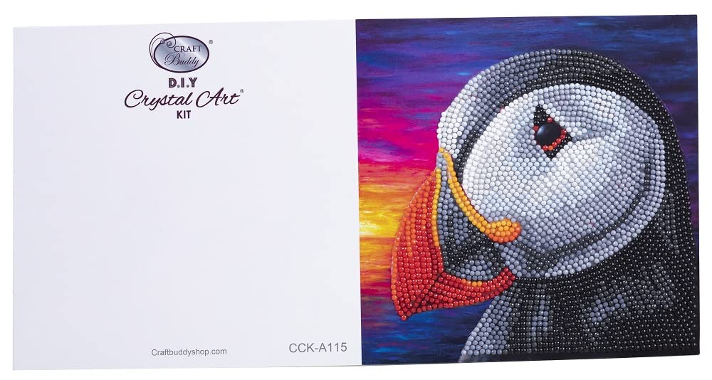 Craft Buddy DIY Crystal Art / Diamond Painting Greetings Card Kit - Puffin Sunset