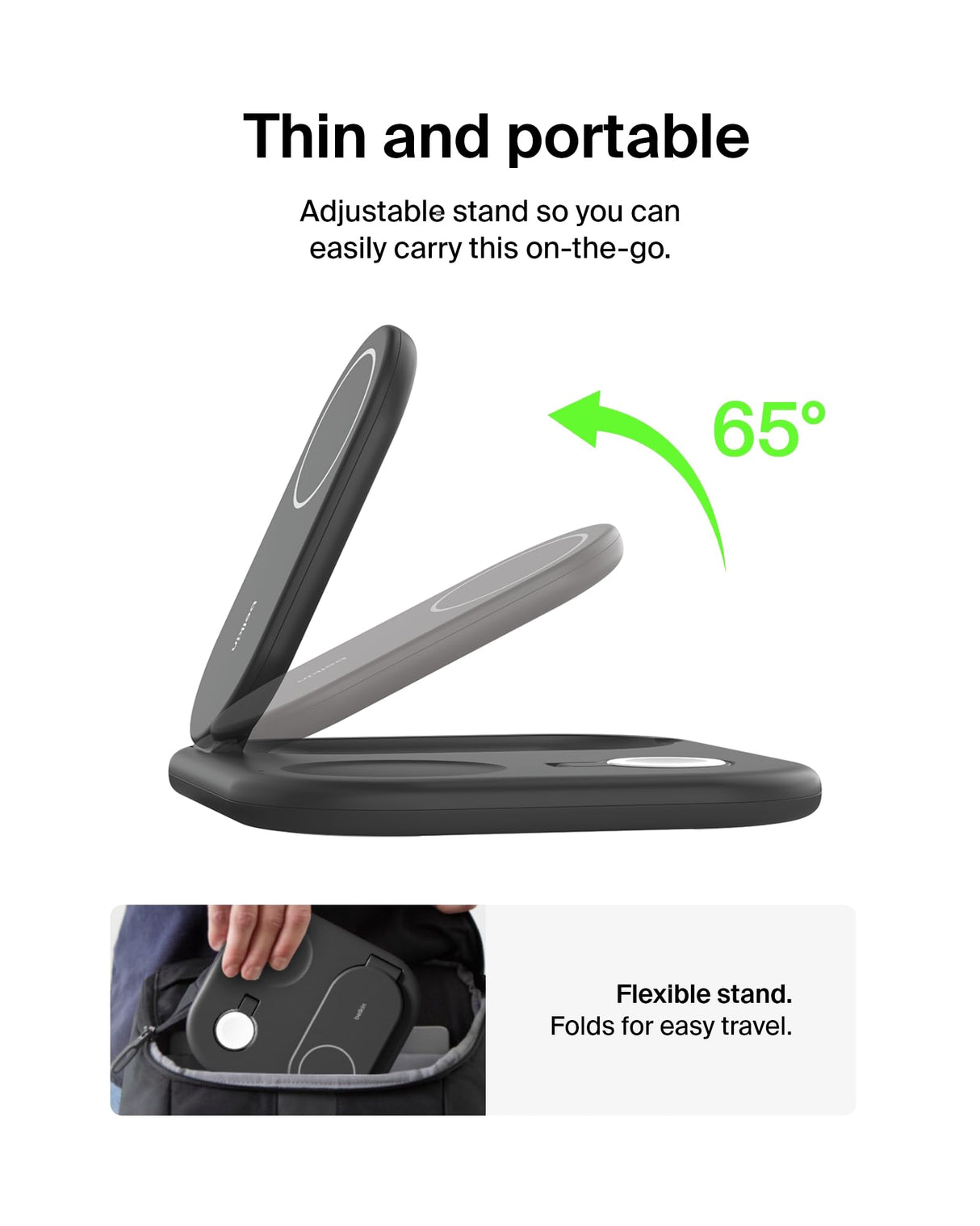 Belkin - Boostcharge 3 In 1 Magnetic Foldable Wireless Charger With Qi2 15w - Black