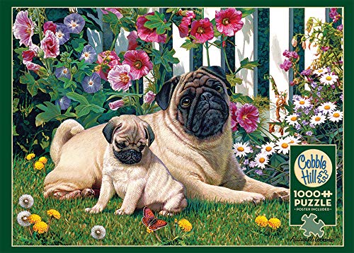 Cobble Hill 1000 Piece Puzzle - Pug Family - Sample Posters Included