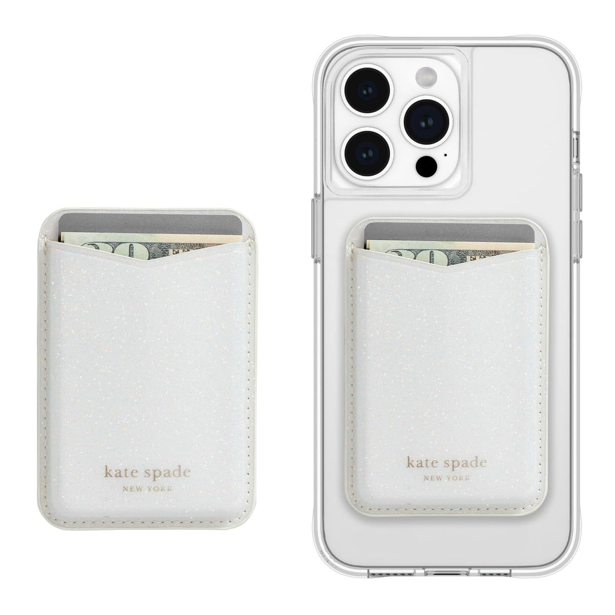 Kate Spade - Magnetic Wallet - White Glitter