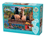 Cobble Hill Family Piece's 350 Puzzle - Pups and Ducks (Family) - Sample Poster Included