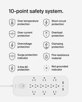 Belkin - 12 Outlet Surge Protector With Usb C And Usb A Ports - White