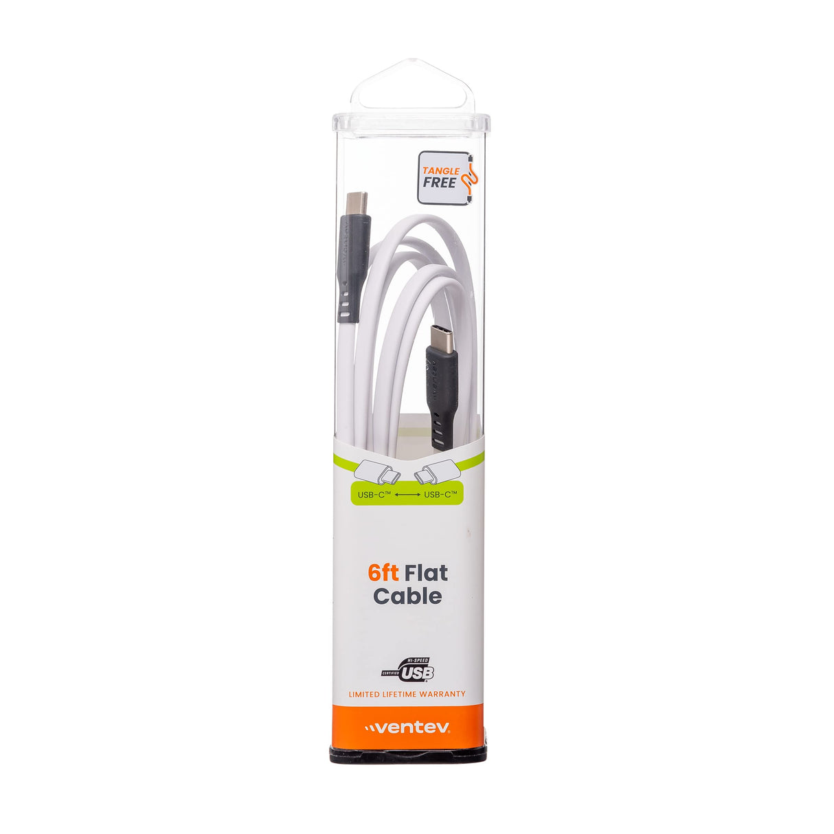 Ventev - Chargesync Flat Usb C To Usb C Cable 6ft - White