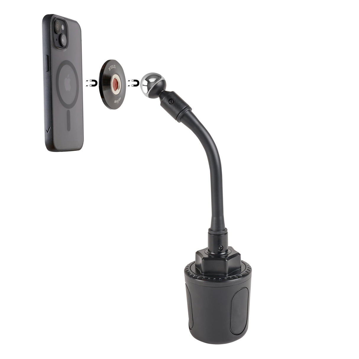 Nite Ize - Steelie Orbiter Plus Cup Holder Kit - Black And Silver