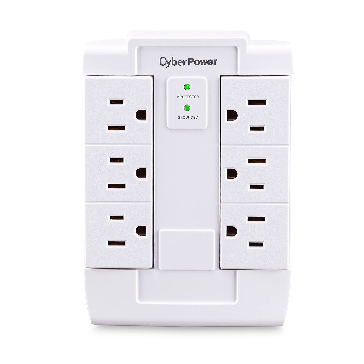 CyberPower CSB600WS Surge Protector, 900J/125V, 6 Swivel Outlets, Wall Tap, White, UL Listed