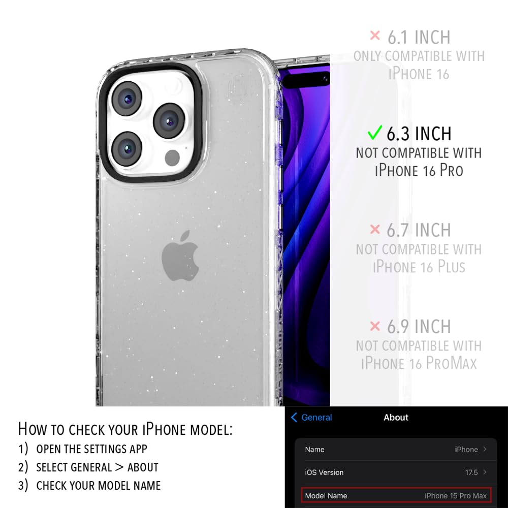 Cellhelmet - Altitude X Case For Apple Iphone 16 Pro - Crystal Clear Sparkle