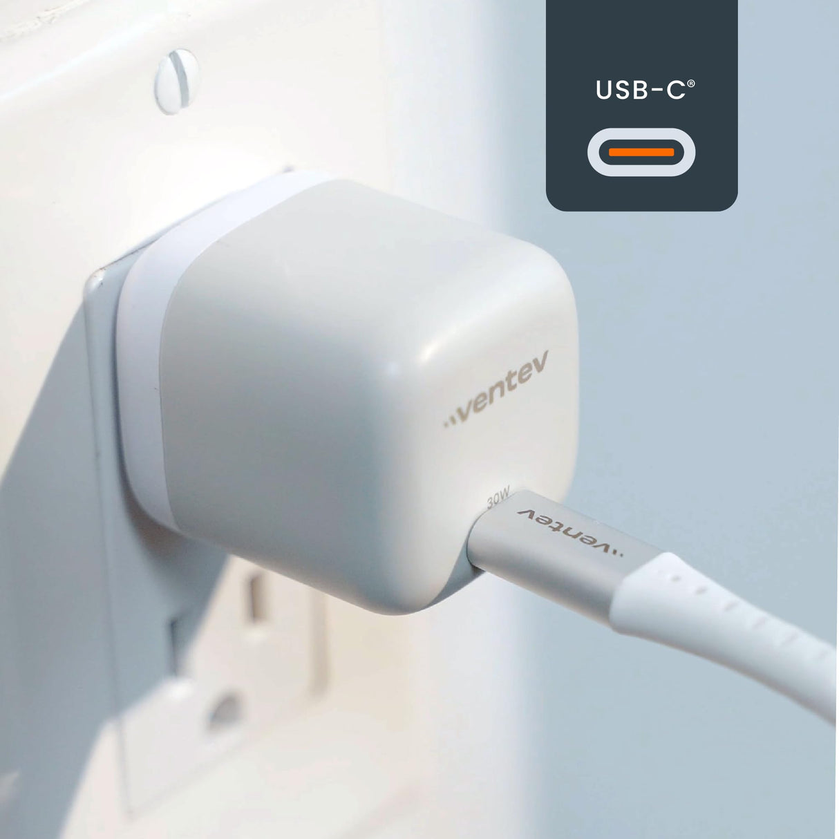 Ventev - 30w Pd Pps Usb C Gan Mini Wall Charger - White