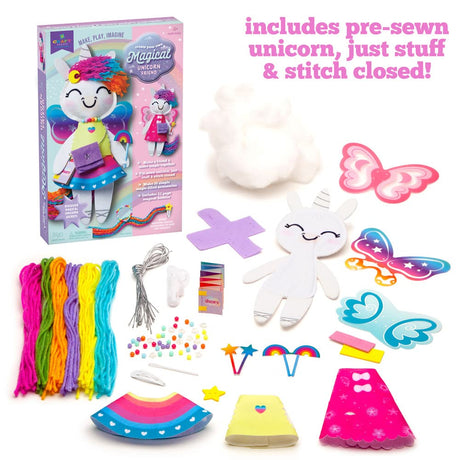 Craft-tastic —Make a Unicorn Friend Craft Kit — Learn to Make Easy-to-Sew Stuffie with Clothes & Accessories — Ages 4+