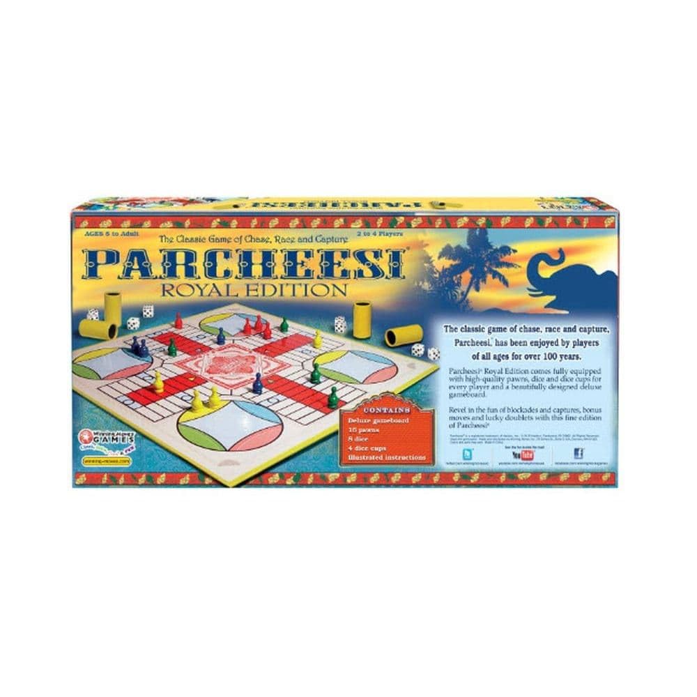 Parcheesi Royal Edition by Winning Moves Games USA, Classic Family Favorite Featuring Charming Artwork, Tokens and dice Cups for 2-4 Players, Ages 8+ (6106)