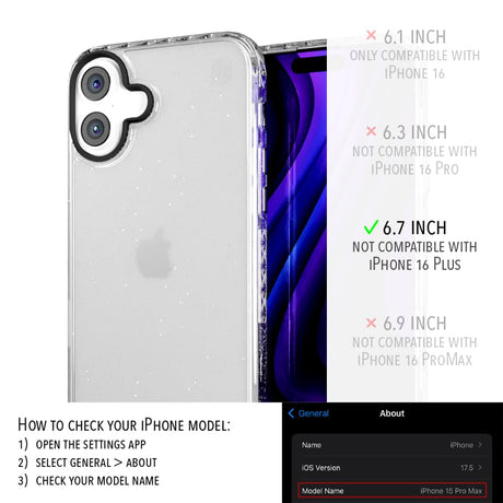 Cellhelmet - Altitude X Case For Apple Iphone 16 Plus - Crystal Clear Sparkle