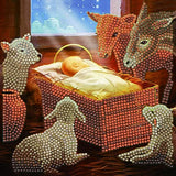 Crystal Art Card Kit - Baby in a Manger- Create Your Own 7"x7" Card Kit - for Ages 8 and up