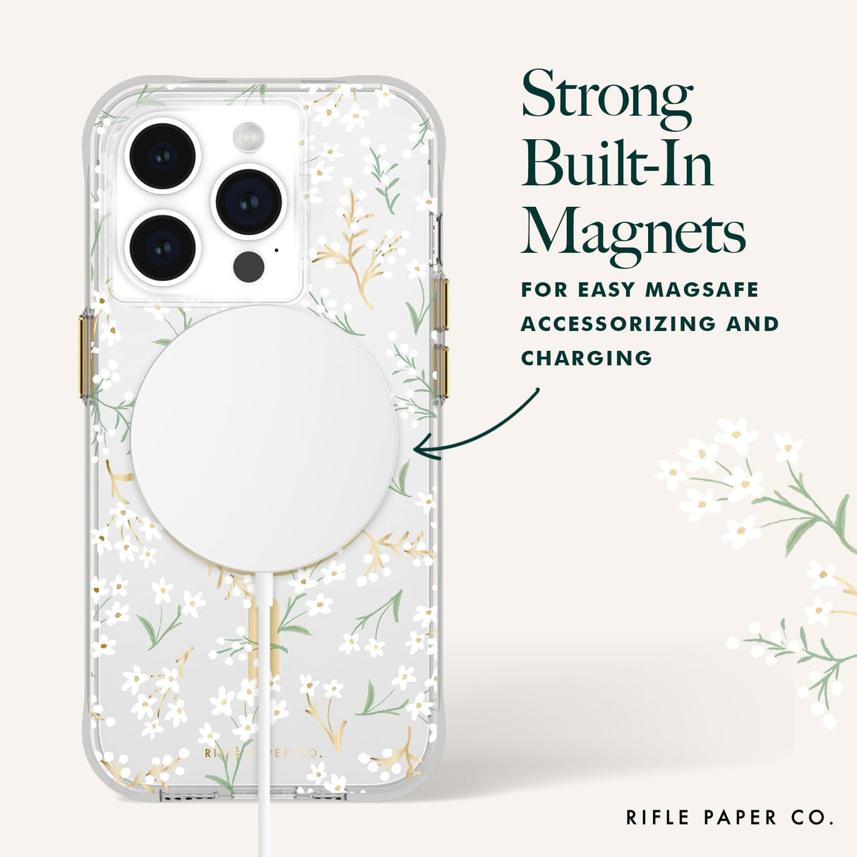 Rifle Paper Co - Magsafe Case For Apple Iphone 15 Pro - Petite Fleurs